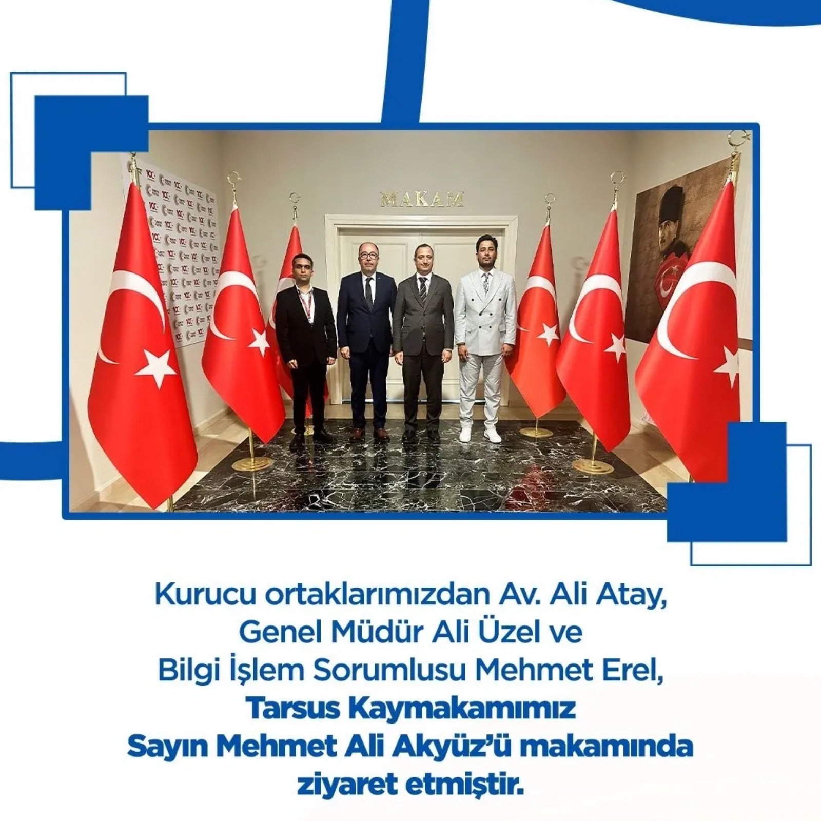 Özel Tarsus Ortadoğu Hastanesi Heyetinden Kaymakam Akyüz'e Ziyaret